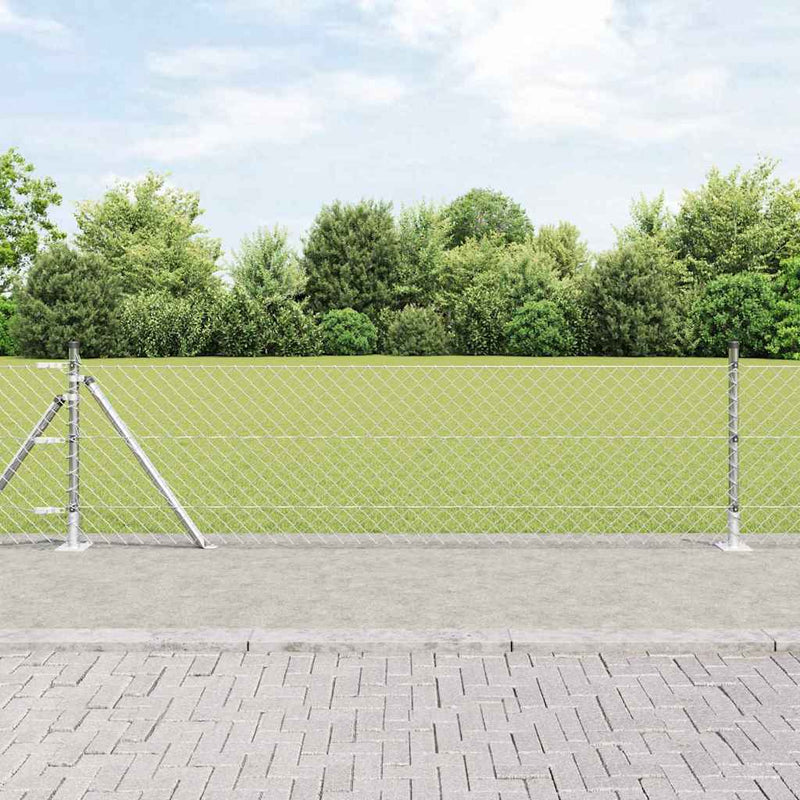Afbeelding laden in galerijviewer, Vidaxl afrasteringspaal zilver 25 x 0,4 m (60 x 60 mm gaas) staal