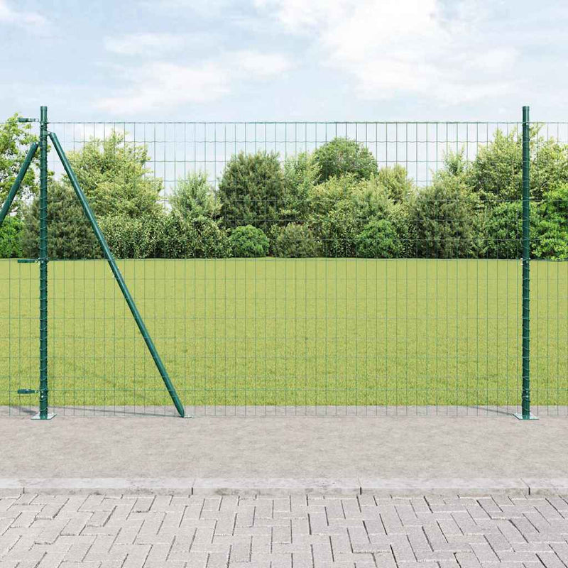 Afbeelding laden in galerijviewer, Vidaxl hek met paal groen 1,5 x 10 m staal en pvc