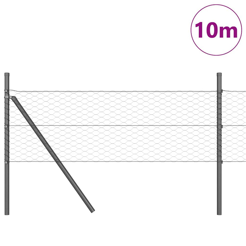 Afbeelding laden in galerijviewer, Vidaxl afrasteringspaal grijs 10 x 0,5 m (36 mm gaas) staal en pvc