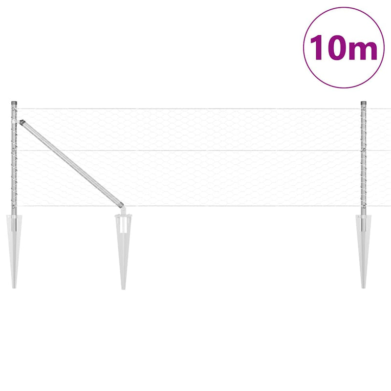 Afbeelding laden in galerijviewer, Vidaxl afrasteringspaal zilver 10 x 0,6 m (36 mm gaas) staal