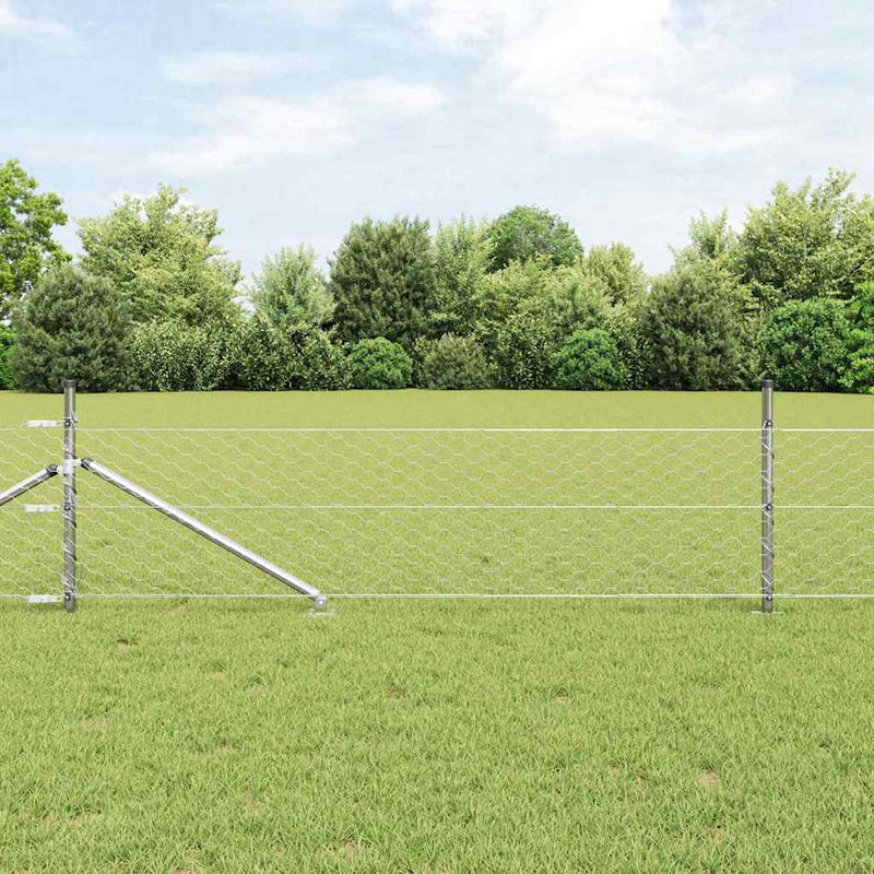 Afbeelding laden in galerijviewer, Vidaxl afrasteringspaal zilver 25 x 0,4 m (50 mm gaas) staal
