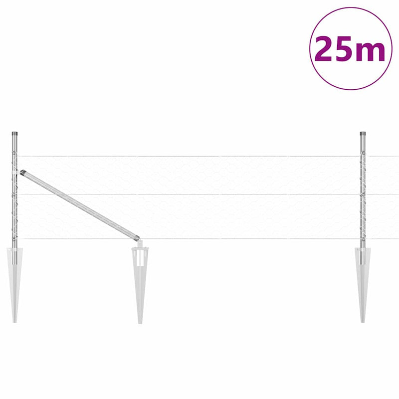 Afbeelding laden in galerijviewer, Vidaxl afrasteringspaal zilver 25 x 0,8 m (50 mm gaas) staal