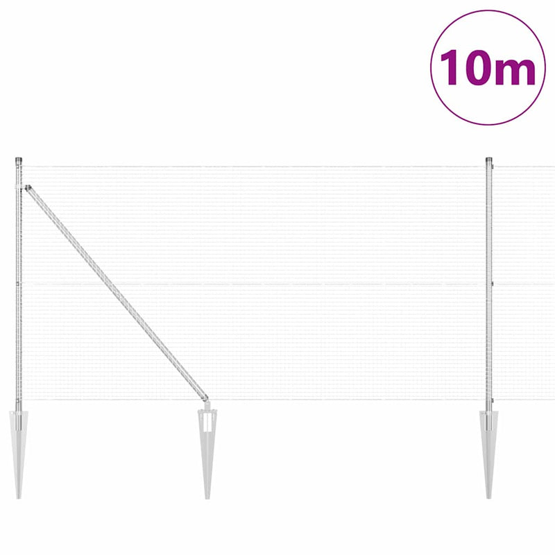 Afbeelding laden in galerijviewer, Vidaxl afrasteringspaal zilver 10 x 0,8 m (19 x 19 mm gaas) staal