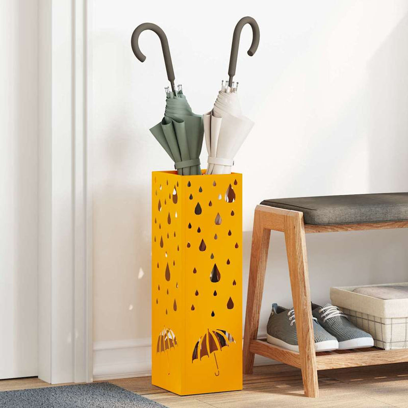 Afbeelding laden in galerijviewer, Vidaxl paraplu standaard mosterdgeel 15,5 x 15,5 x 49 cm metaal
