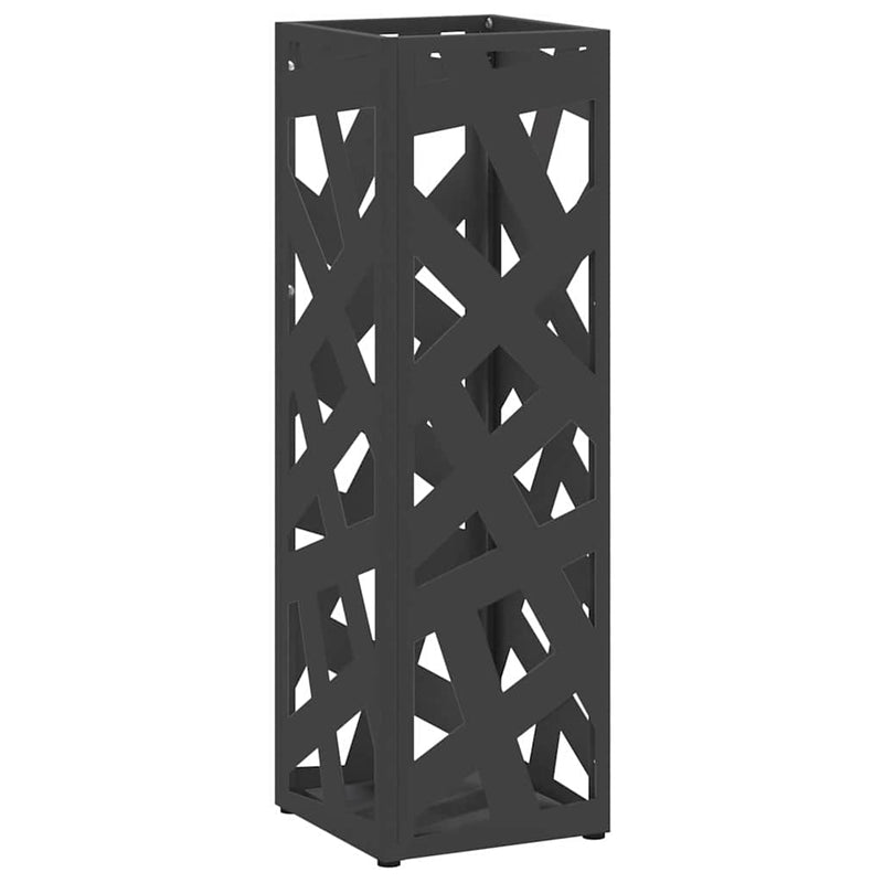Afbeelding laden in galerijviewer, Vidaxl paraplu standaard met opslag zwart 15,5 x 15,5 x 49 cm metaal