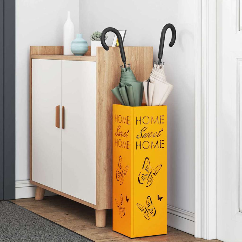 Afbeelding laden in galerijviewer, Vidaxl paraplu standaard mosterdgeel 15,5 x 15,5 x 49 cm metaal