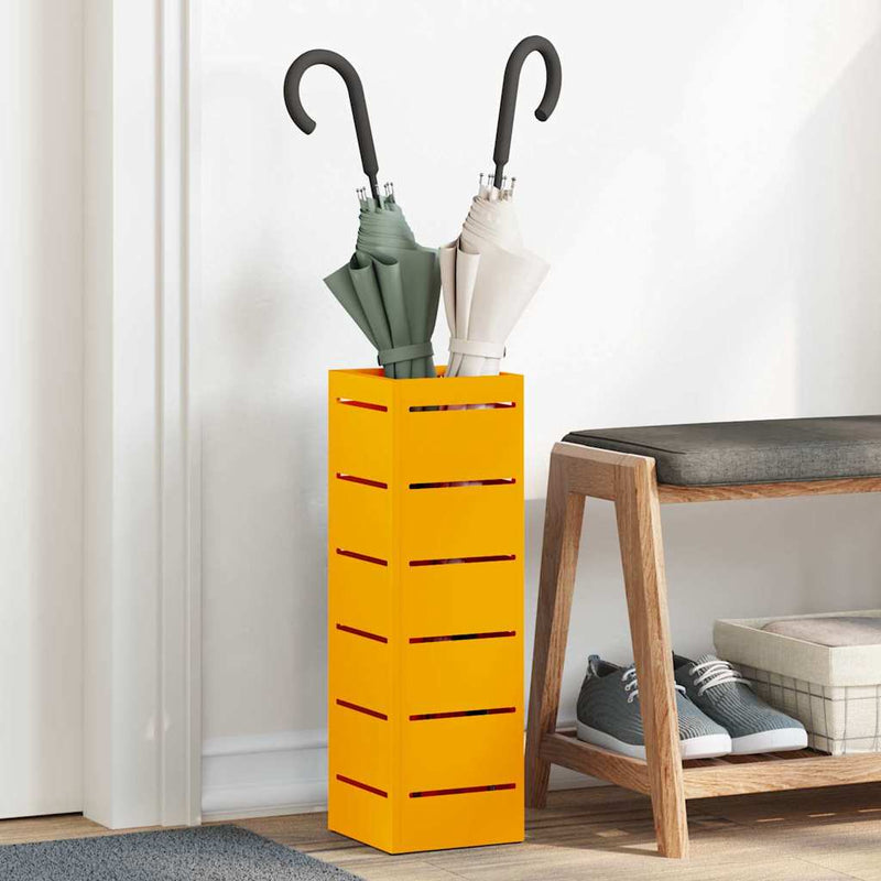 Afbeelding laden in galerijviewer, Vidaxl paraplu standaard mosterdgeel 15,5 x 15,5 x 49 cm metaal