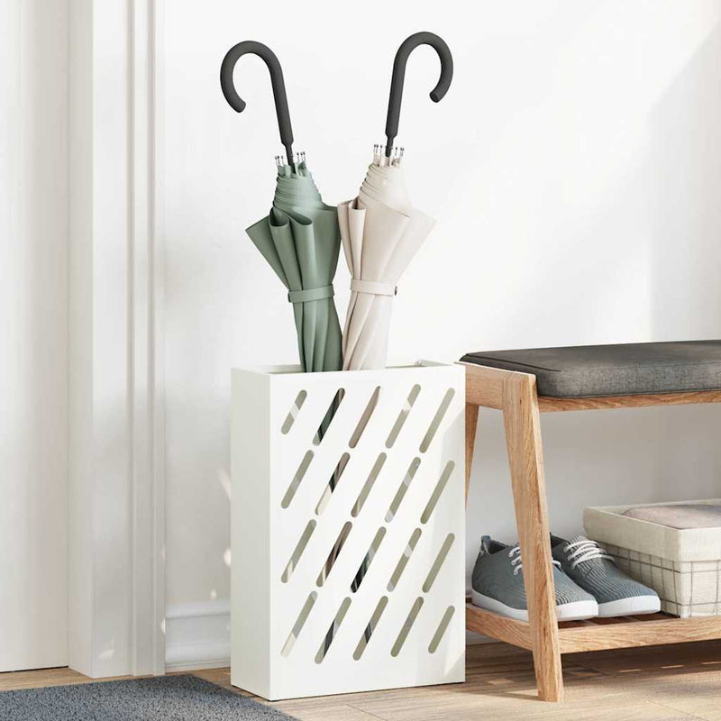 Afbeelding laden in galerijviewer, Vidaxl paraplu standaard wit 28 x 12 x 41 cm staal
