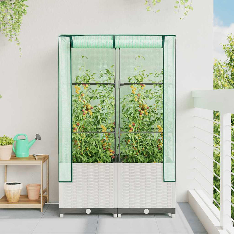 Afbeelding laden in galerijviewer, Vidaxl plantenbak verhoogd met kashoes 80x40x138 cm rattanlook