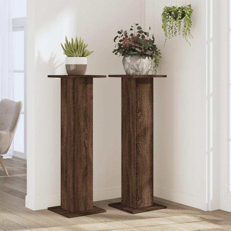 Afbeelding laden in galerijviewer, Vidaxl plantenstandaards 2 st 30x30x95 cm bewerkt hout bruin eiken