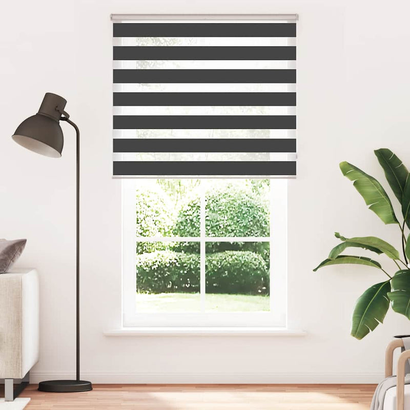 Afbeelding laden in galerijviewer, Vidaxl zebra rolgordijn 125x230 cm stofbreedte 120,9 cm zwart