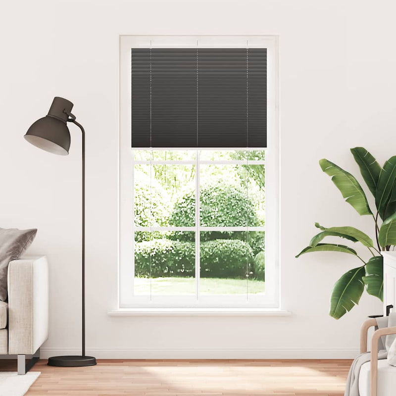 Afbeelding laden in galerijviewer, Vidaxl plissé rolgordijn 110x200cm stofbreedte 109,4cm polyester zwart