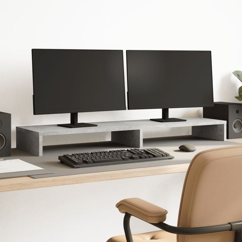 Afbeelding laden in galerijviewer, Vidaxl monitorstandaard 100x27x10 cm bewerkt hout betongrijs