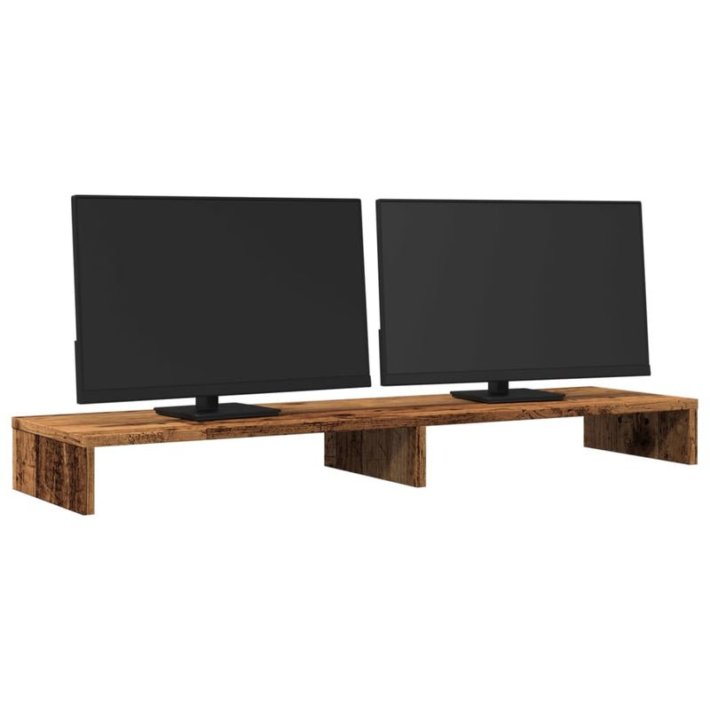 Afbeelding laden in galerijviewer, Vidaxl monitorstandaard 100x27x10 cm bewerkt hout oud houtkleurig