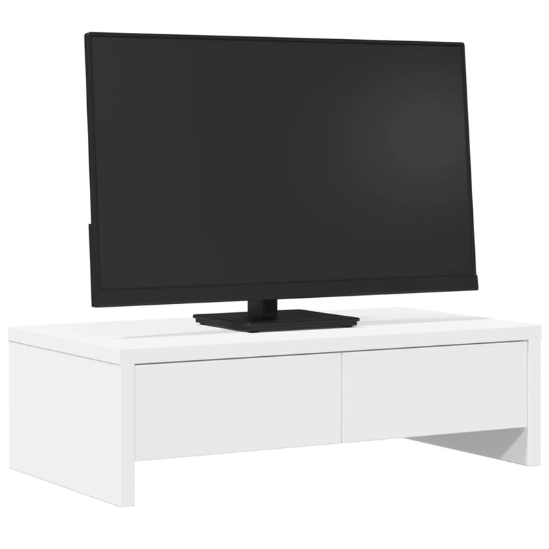 Afbeelding laden in galerijviewer, Vidaxl monitorstandaard met lades 50x27x15 cm bewerkt hout wit