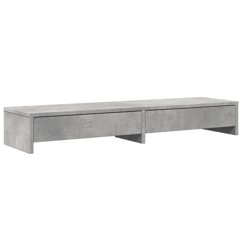 Afbeelding laden in galerijviewer, Vidaxl monitorstandaard met lades 100x27x15 cm bewerkt hout betongrijs