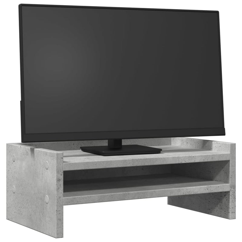 Afbeelding laden in galerijviewer, Vidaxl monitorstandaard 42x24x16 cm bewerkt hout betongrijs