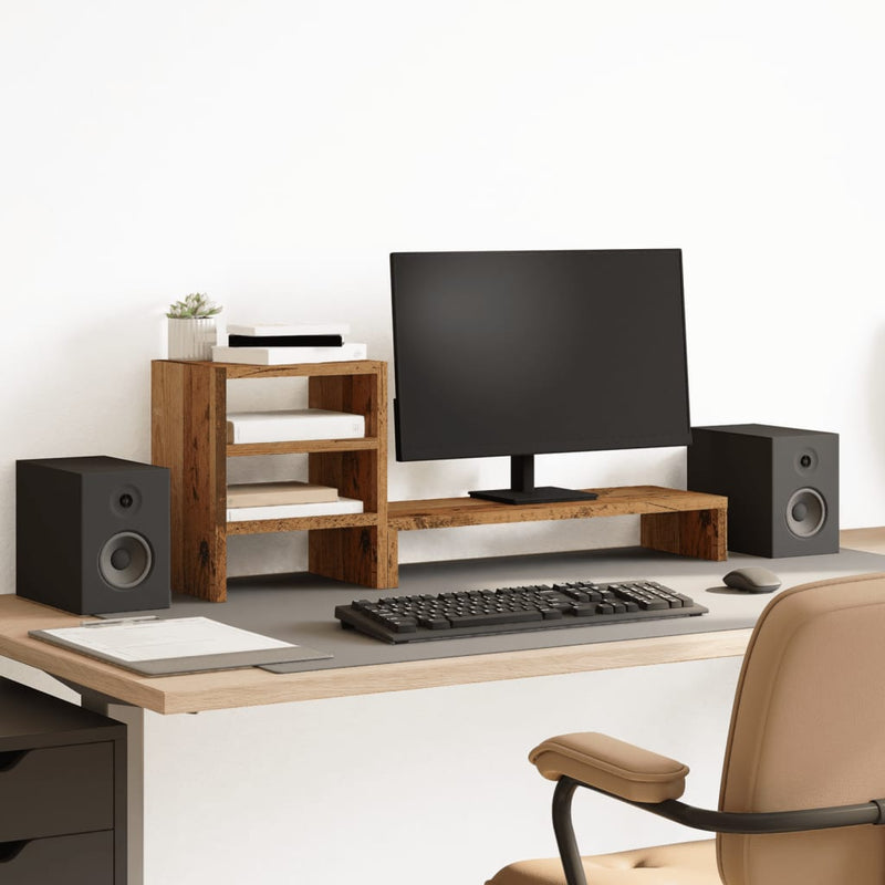 Afbeelding laden in galerijviewer, Vidaxl monitorstandaard met bureau-organizer hout oud houtkleurig