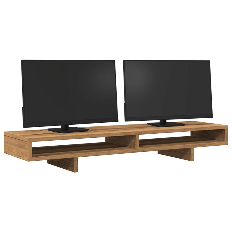Afbeelding laden in galerijviewer, Vidaxl monitorstandaard 100x27x15 cm bewerkt hout artisanaal eiken