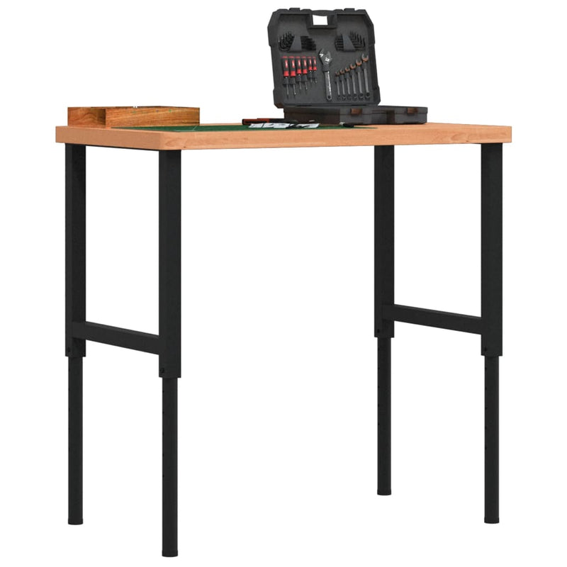 Afbeelding laden in galerijviewer, Vidaxl werkbank rechthoekig 100x60x(73-99,5) cm massief beukenhout