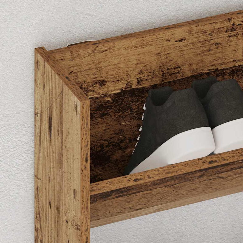 Afbeelding laden in galerijviewer, Vidaxl wandschoenenkast 80x18x90 cm bewerkt hout oud houtkleurig
