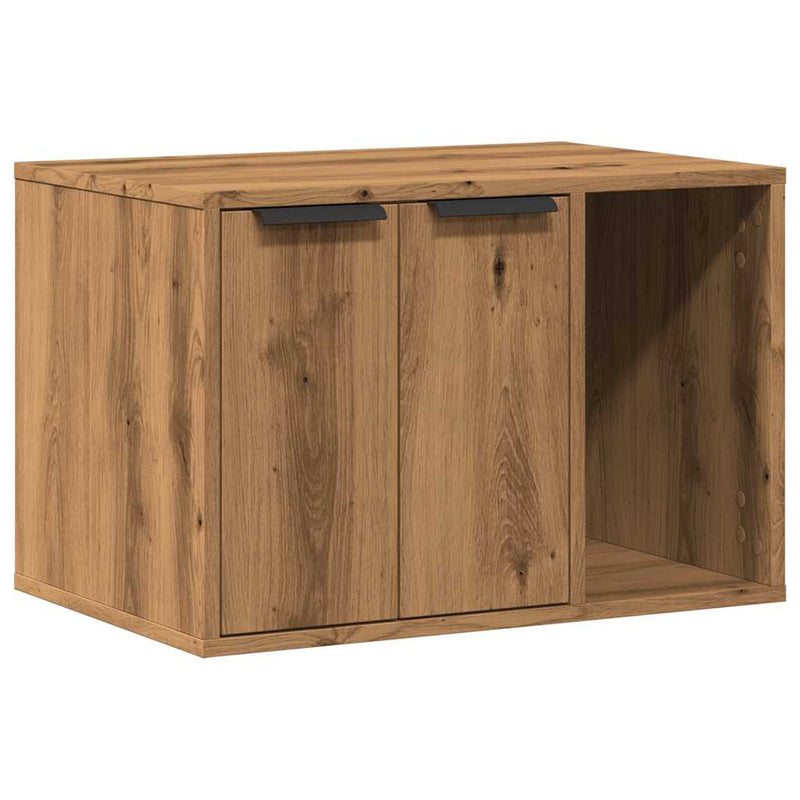 Afbeelding laden in galerijviewer, Vidaxl kattenbakkast 60x40x40 cm bewerkt hout artisanaal eikenkleurig