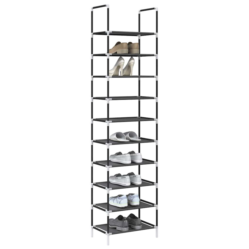 Afbeelding laden in galerijviewer, Vidaxl schoenenrek 10-laags 44x28x180 cm nonwoven stof zwart