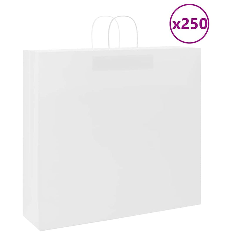 Afbeelding laden in galerijviewer, Vidaxl papieren zakken 250 st met hengsels 54x15x49 cm wit
