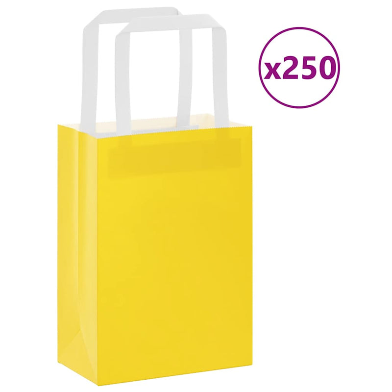 Afbeelding laden in galerijviewer, Vidaxl papieren zakken 250 st met hengsels 15x8x21 cm geel