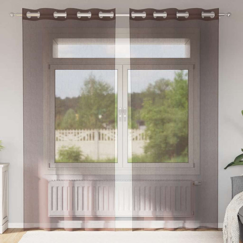 Afbeelding laden in galerijviewer, Vidaxl gordijnen voile met doorvoertules 2 st 140x225 cm bruin