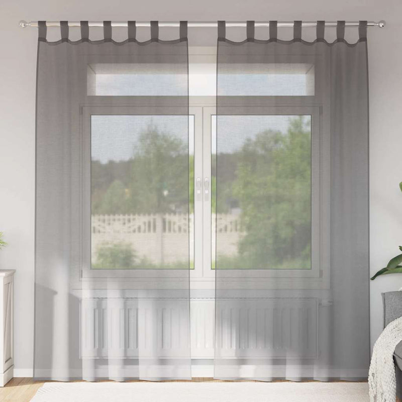 Afbeelding laden in galerijviewer, Vidaxl gordijnen voile met lussen 2 st 140x225 cm donkergrijs