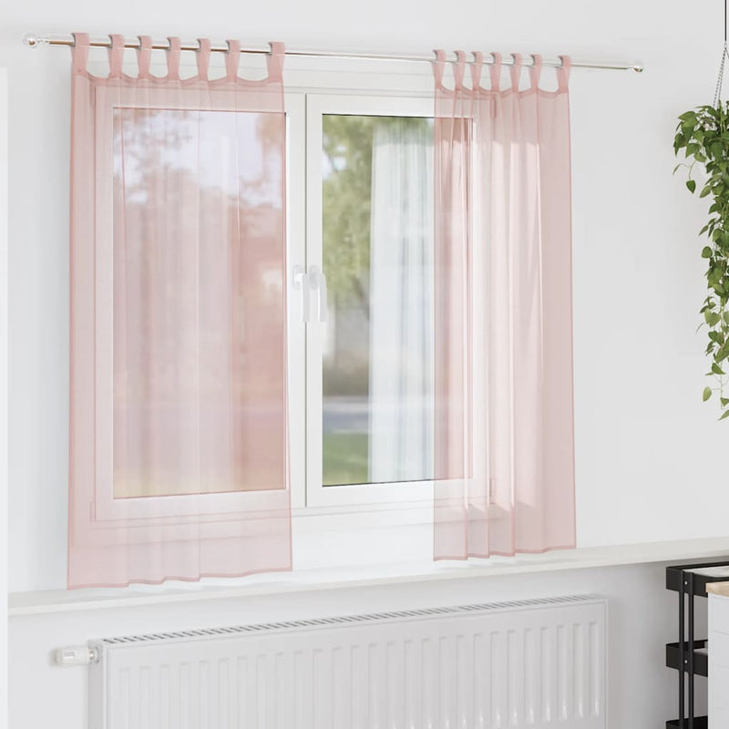 Afbeelding laden in galerijviewer, Vidaxl gordijnen voile met lussen 2 st 140x175 cm lichtroze