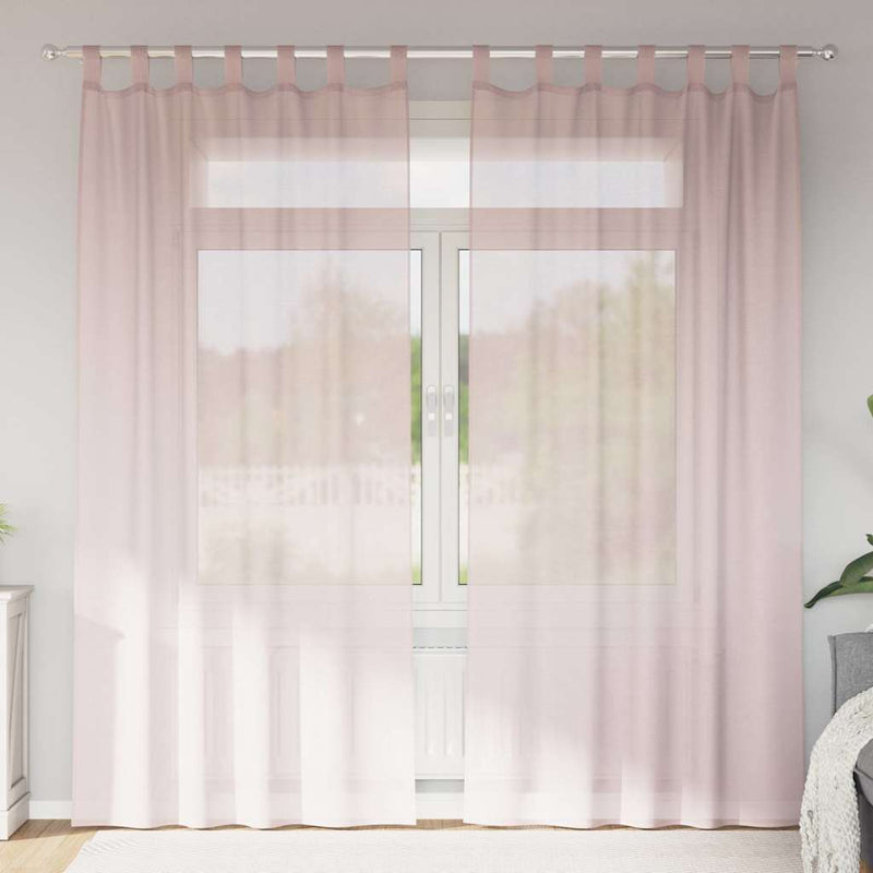 Afbeelding laden in galerijviewer, Vidaxl gordijnen voile met lussen 2 st 140x245 cm lichtroze