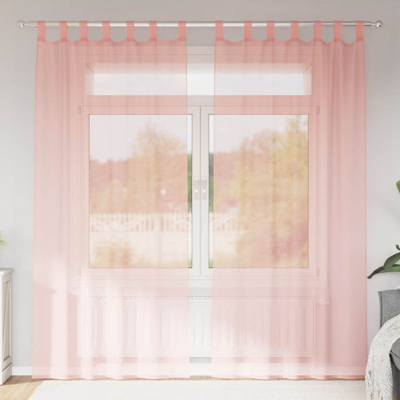 Afbeelding laden in galerijviewer, Vidaxl gordijnen voile met lussen 2 st 140x225 cm roze