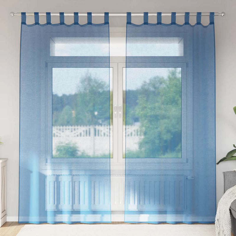 Afbeelding laden in galerijviewer, Vidaxl gordijnen voile met lussen 2 st 140x245 cm koningsblauw