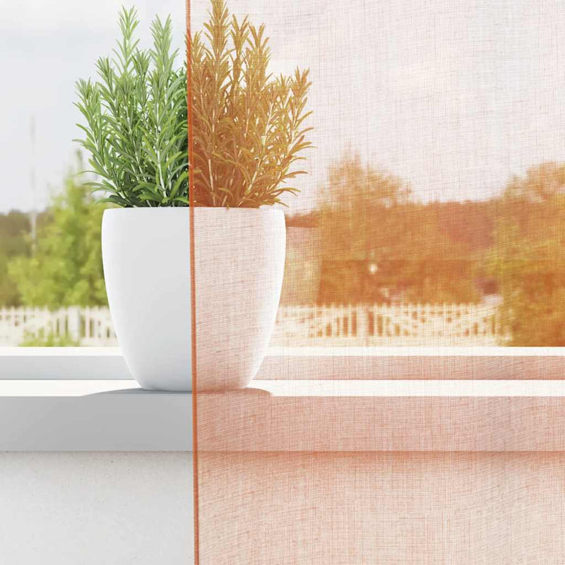 Afbeelding laden in galerijviewer, Vidaxl gordijnen voile met lussen 2 st terracotta 140x175 cm