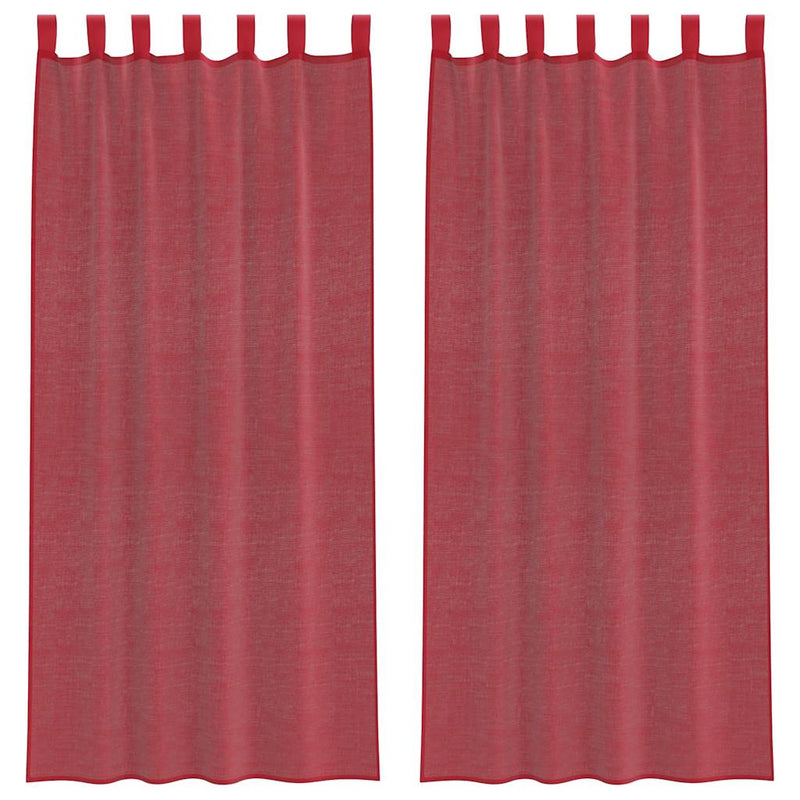 Afbeelding laden in galerijviewer, Vidaxl gordijnen voile met lussen 2 st 140x225 cm wijnrood