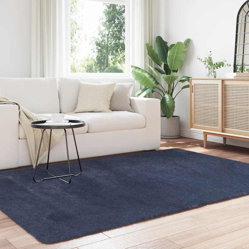 Afbeelding laden in galerijviewer, Vidaxl hoogpolig vloerkleed navarra 160x230 cm polyester marineblauw