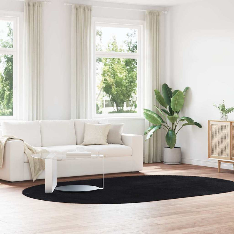Afbeelding laden in galerijviewer, Vidaxl hoogpolig vloerkleed navarra 300x200 cm polyester zwart