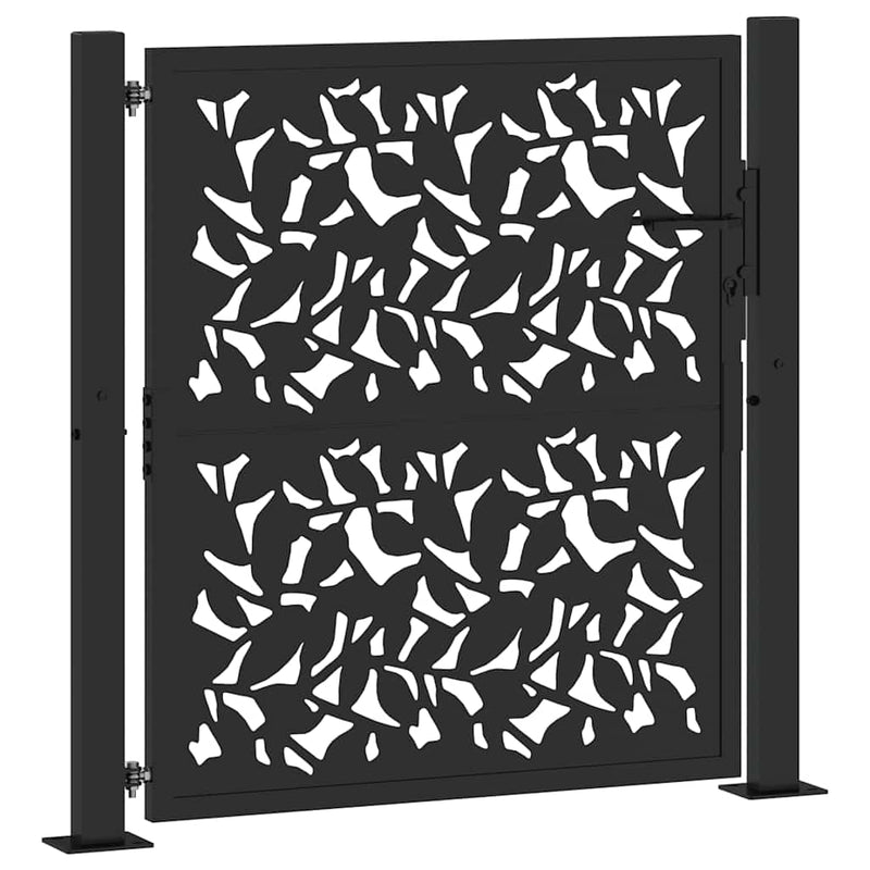 Afbeelding laden in galerijviewer, Vidaxl poort met bladontwerp 100x100 cm staal zwart