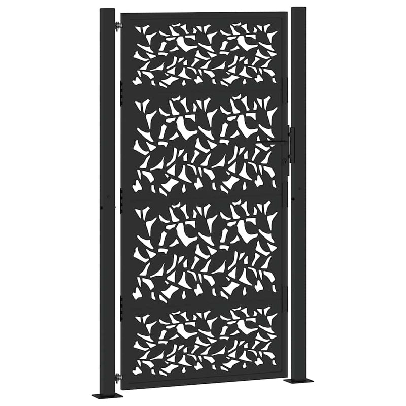 Afbeelding laden in galerijviewer, Vidaxl poort met bladontwerp 100x175 cm staal zwart