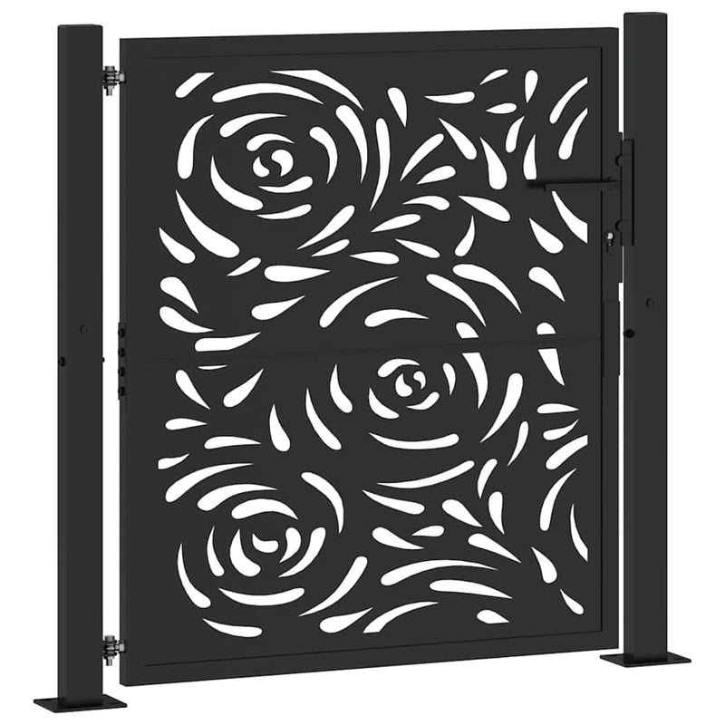 Afbeelding laden in galerijviewer, Vidaxl poort met vlamontwerp 100x100 cm staal zwart
