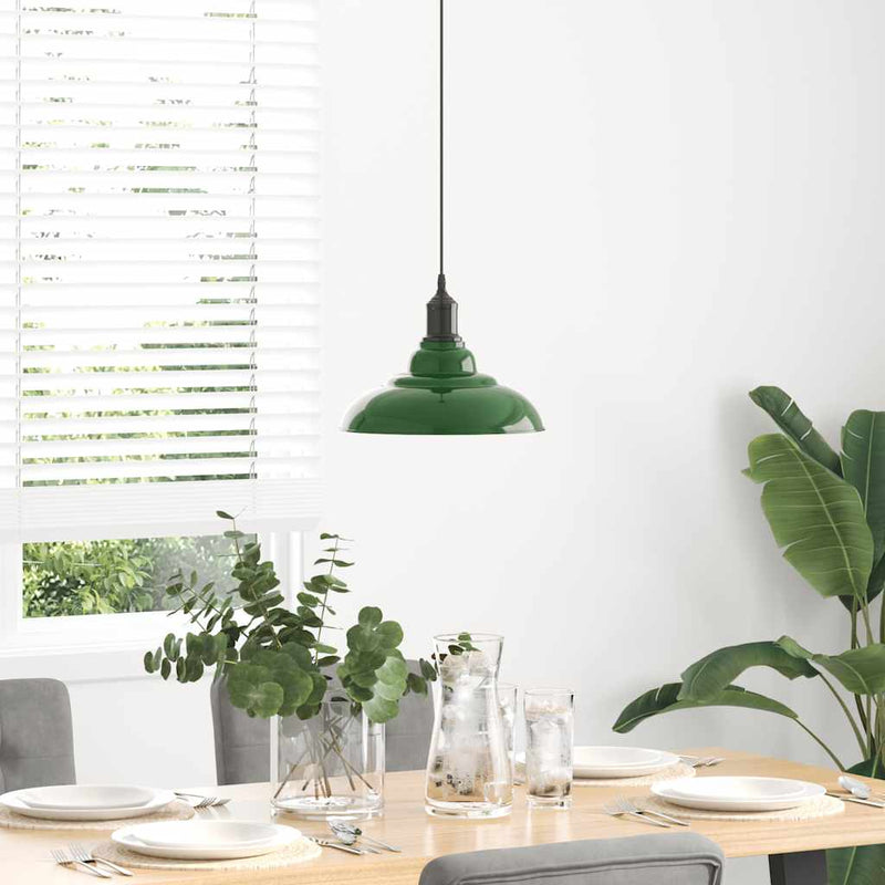 Afbeelding laden in galerijviewer, Vidaxl hanglamp in hoogte verstelbaar e27 ø31 cm metaal glanzend groen