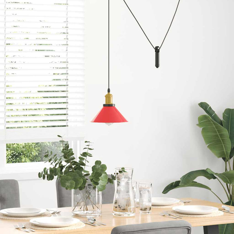 Afbeelding laden in galerijviewer, Vidaxl hanglamp in hoogte verstelbaar e27 ø22 cm metaal glanzend rood
