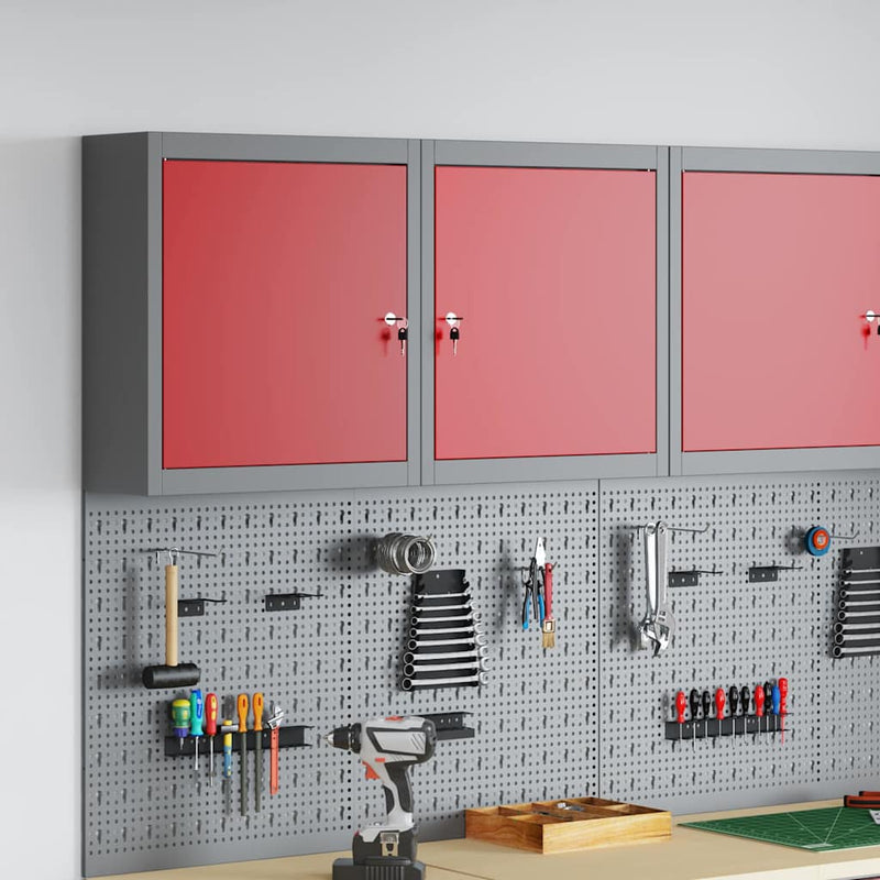 Afbeelding laden in galerijviewer, Vidaxl gereedschapskast met plank rood en grijs 50 x 20 x 55 cm