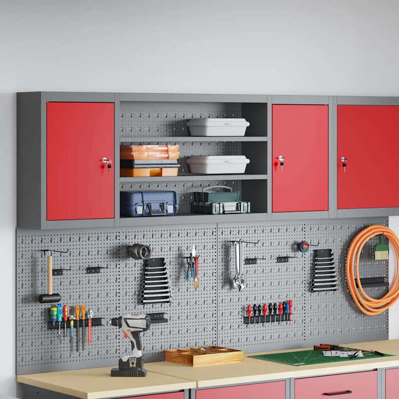 Afbeelding laden in galerijviewer, Vidaxl gereedschapskast met plank rood en grijs 50 x 20 x 55 cm