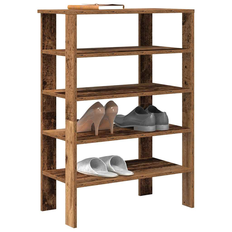 Afbeelding laden in galerijviewer, Vidaxl schoenenrek 61x32x87,5 cm bewerkt hout oud houtkleurig