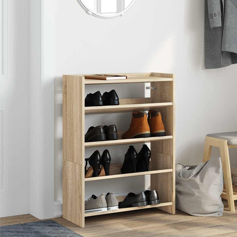 Afbeelding laden in galerijviewer, Vidaxl schoenenrek 60x25x81 cm bewerkt hout sonoma eikenkleurig