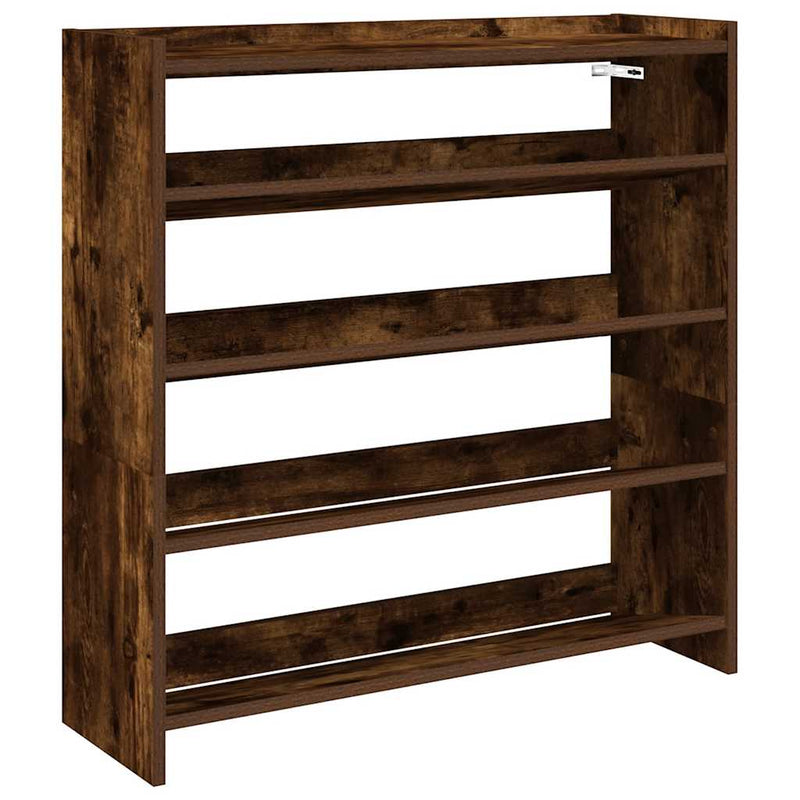 Afbeelding laden in galerijviewer, Vidaxl schoenenrek 80x25x81 cm bewerkt hout gerookt eikenkleurig