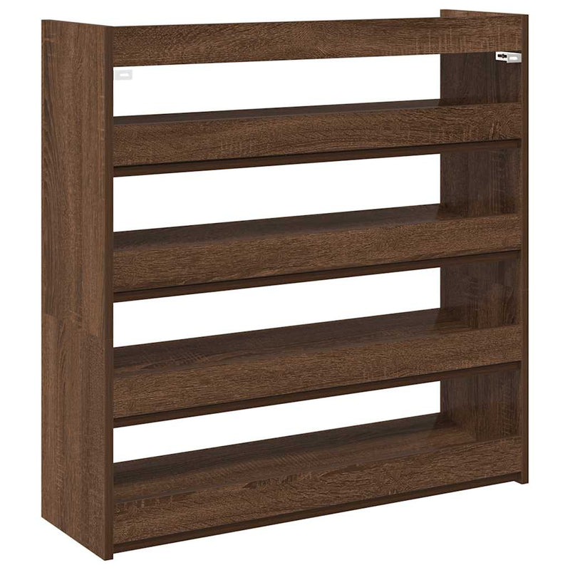 Afbeelding laden in galerijviewer, Vidaxl schoenenrek 80x25x81 cm bewerkt hout bruin eikenkleur